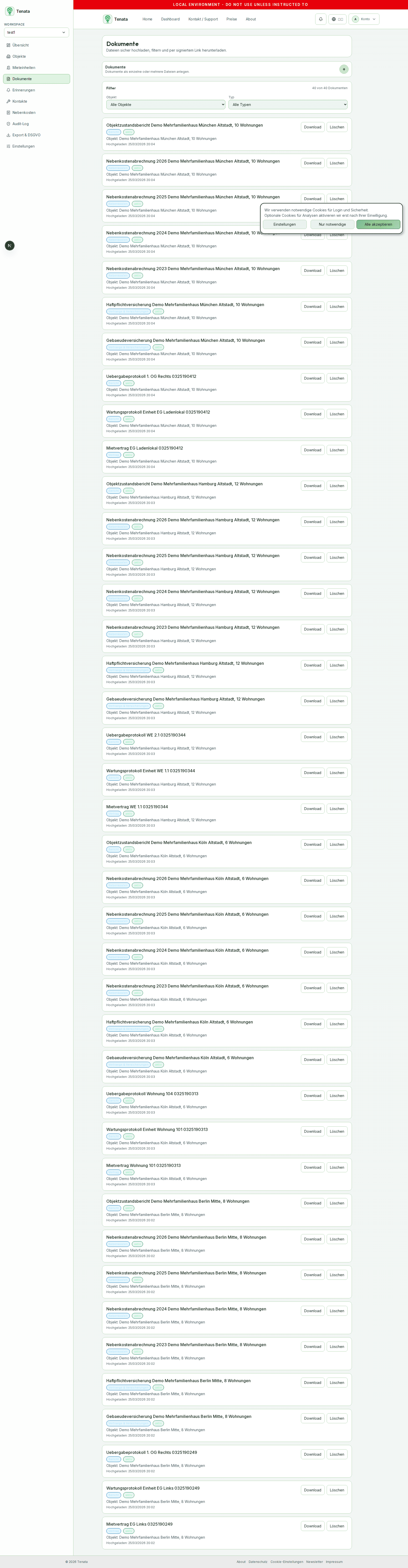 Dokumentbereich in der App