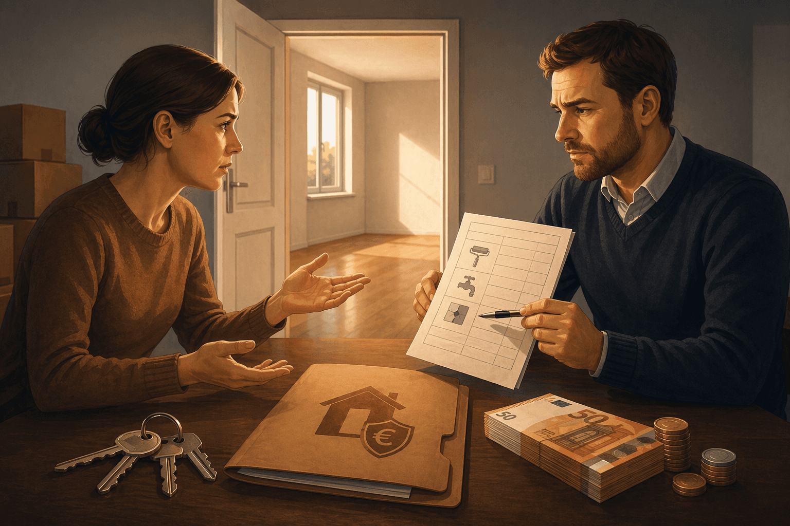 Illustration zum Mietrechtsfall „Kautionsrückzahlung nach Wohnungsrückgabe“