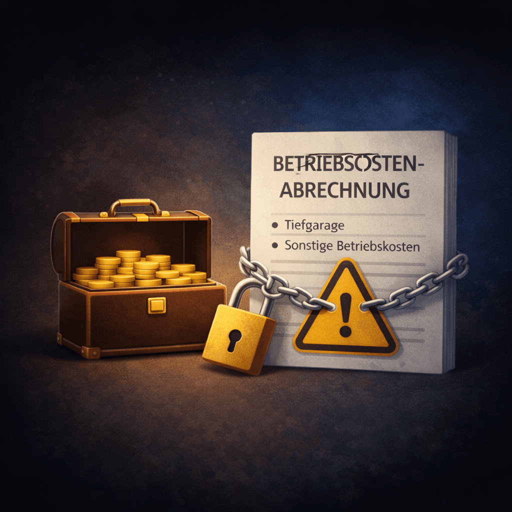 Illustration zum Mietrechtsfall „Kautionsabrechnung: Sicherheitseinbehalt wegen offener Betriebskosten“
