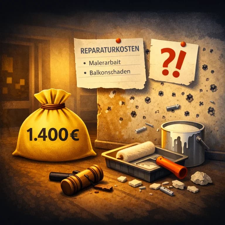 Illustration zum Mietrechtsfall „Viele Dübellöcher beim Auszug: Darf der Vermieter deshalb die Kaution einbehalten?“