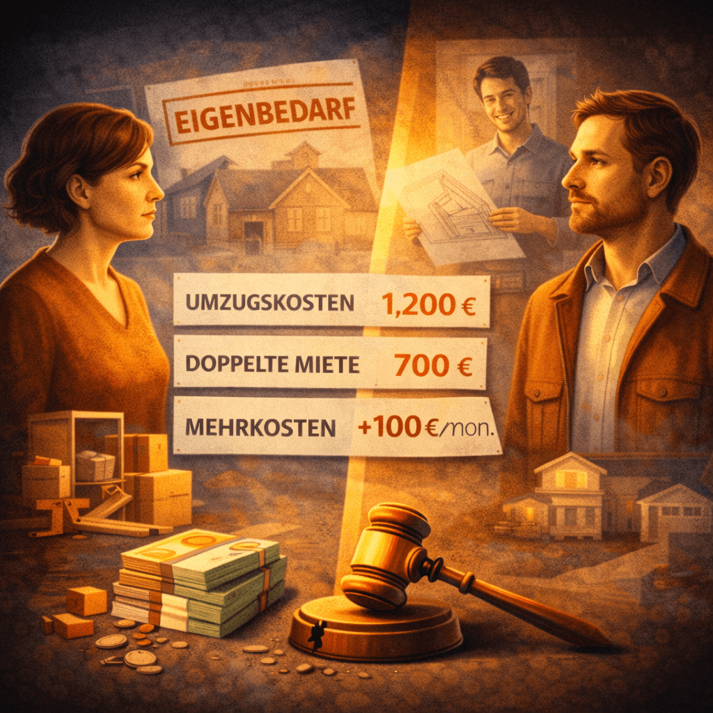 Illustration zum Mietrechtsfall „Schadensersatz nach vorgeschobener Eigenbedarfskündigung“