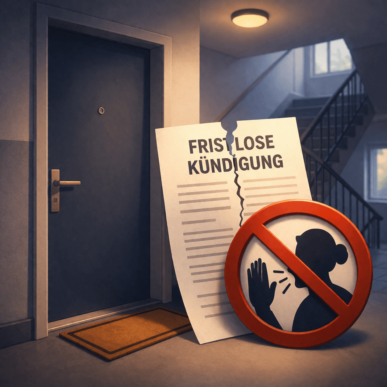 Illustration zum Mietrechtsfall „Fristlose Kündigung wegen massiver Hausfriedensstörung“