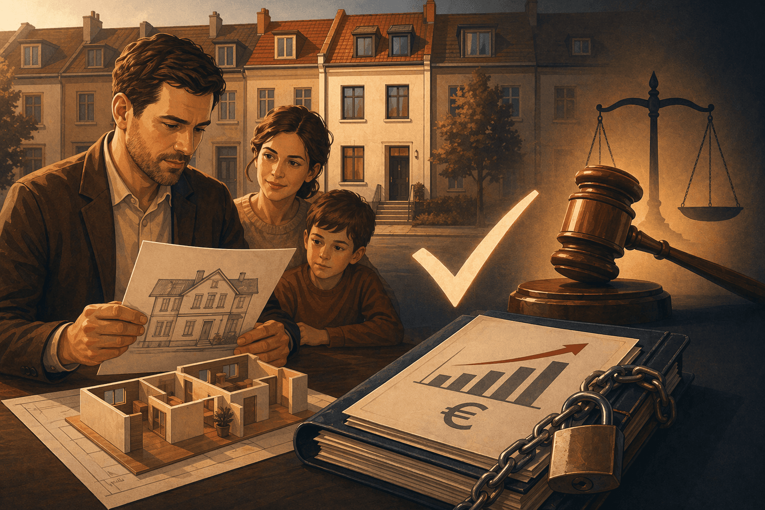 Illustration zum Mietrechtsfall „Eigenbedarfskündigung bleibt trotz Streit über Mieterhöhung wirksam“