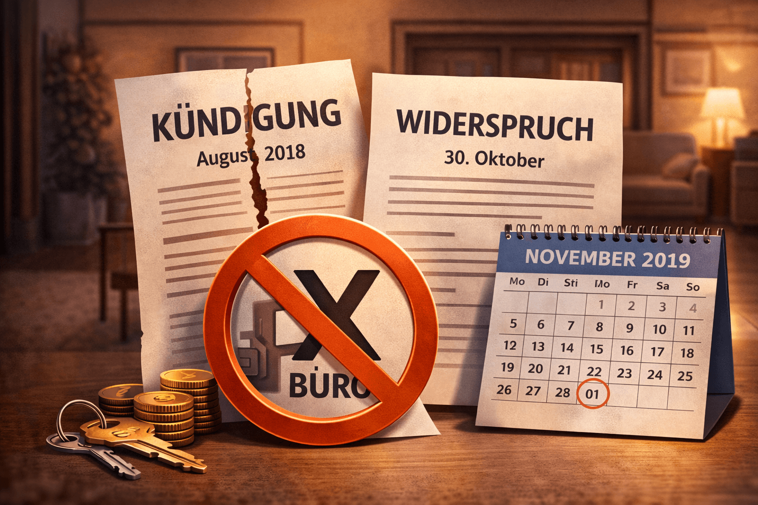 Illustration zum Mietrechtsfall „Widerspruch gegen die Verlängerung des Mietvertrags vor Ablauf der Kündigungsfrist“