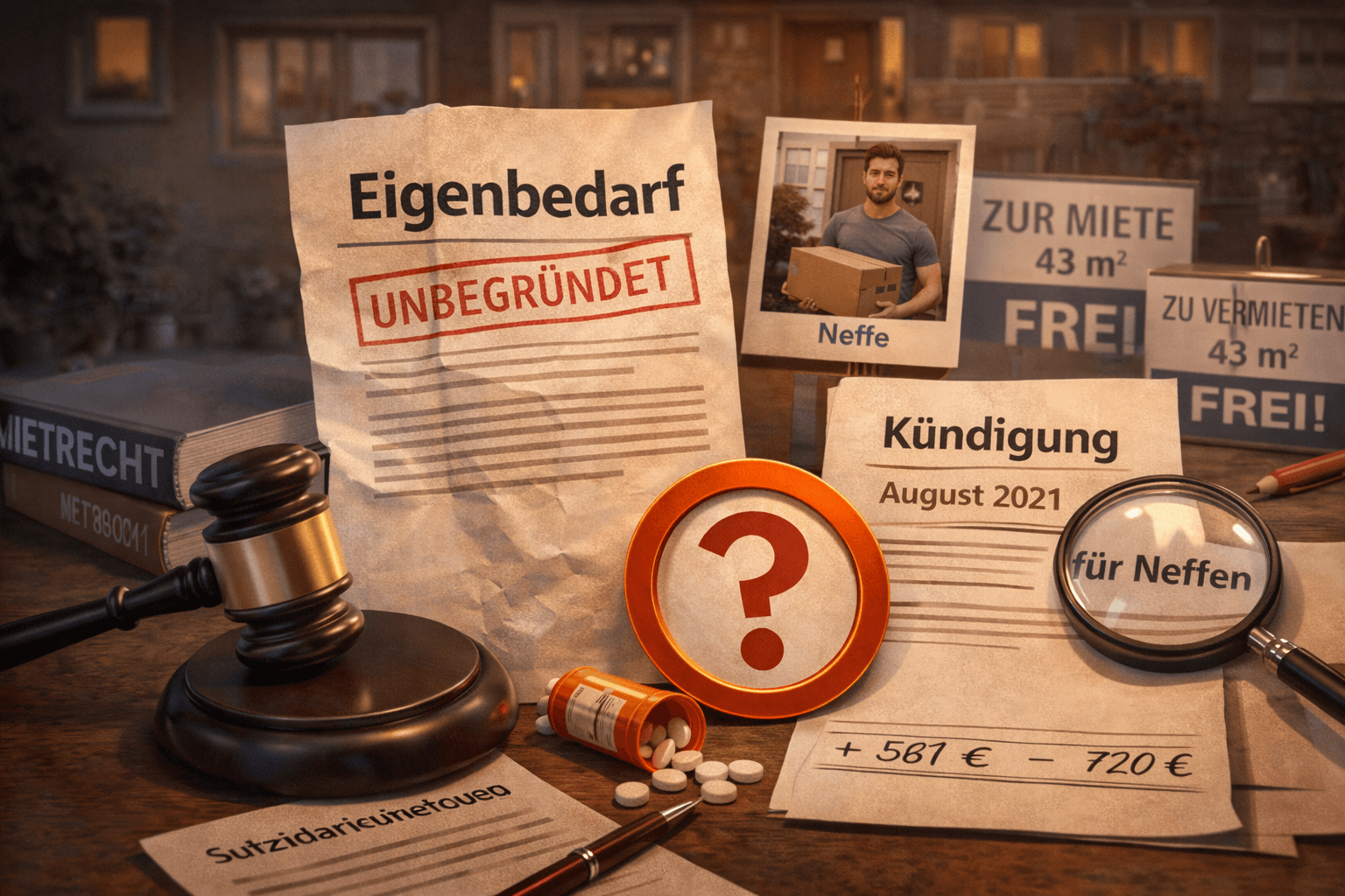 Illustration zum Mietrechtsfall „Eigenbedarfskündigung scheitert an der Begründung“