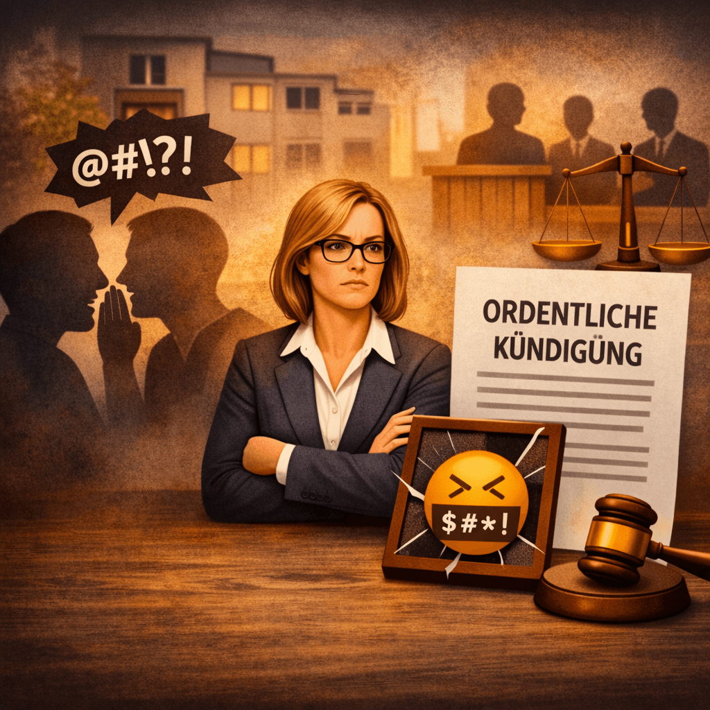Illustration zum Mietrechtsfall „Ordentliche Kündigung wegen Beleidigung der Hausverwalterin“