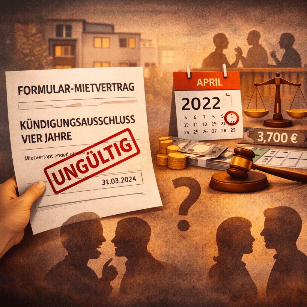 Illustration zum Mietrechtsfall „Kündigungsausschluss im Formularmietvertrag war unwirksam“