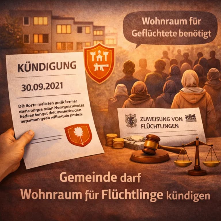 Illustration zum Mietrechtsfall „Gemeinde darf Wohnraum für Flüchtlinge kündigen“