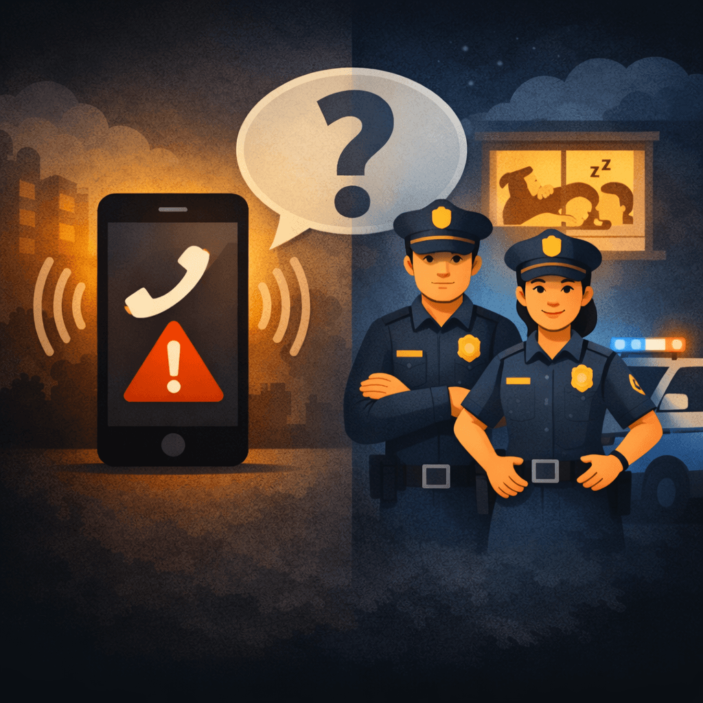 Illustration zum Mietrechtsfall „Fristlose Kündigung nach falschem Polizeinotruf wegen Hausfriedensstörung“