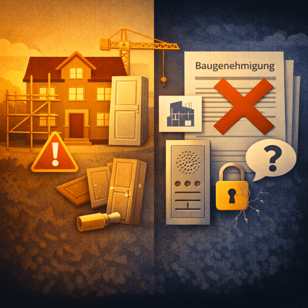 Illustration zum Mietrechtsfall „Eigenbedarfskündigung wegen Umbau ohne Baugenehmigung“