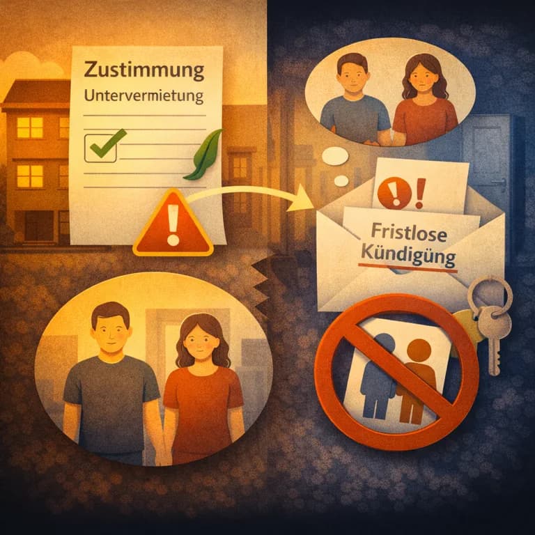 Illustration zum Mietrechtsfall „Fristlose Kündigung wegen unerlaubter Untervermietung“