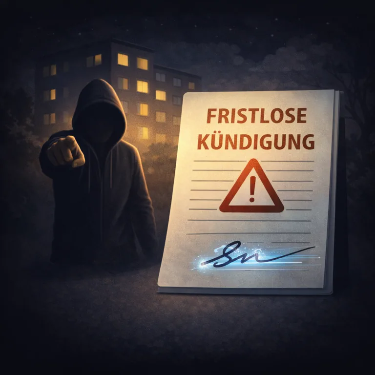Illustration zum Mietrechtsfall „Fristlose Kündigung bei massiven Bedrohungen im Haus und elektronischer Signatur“