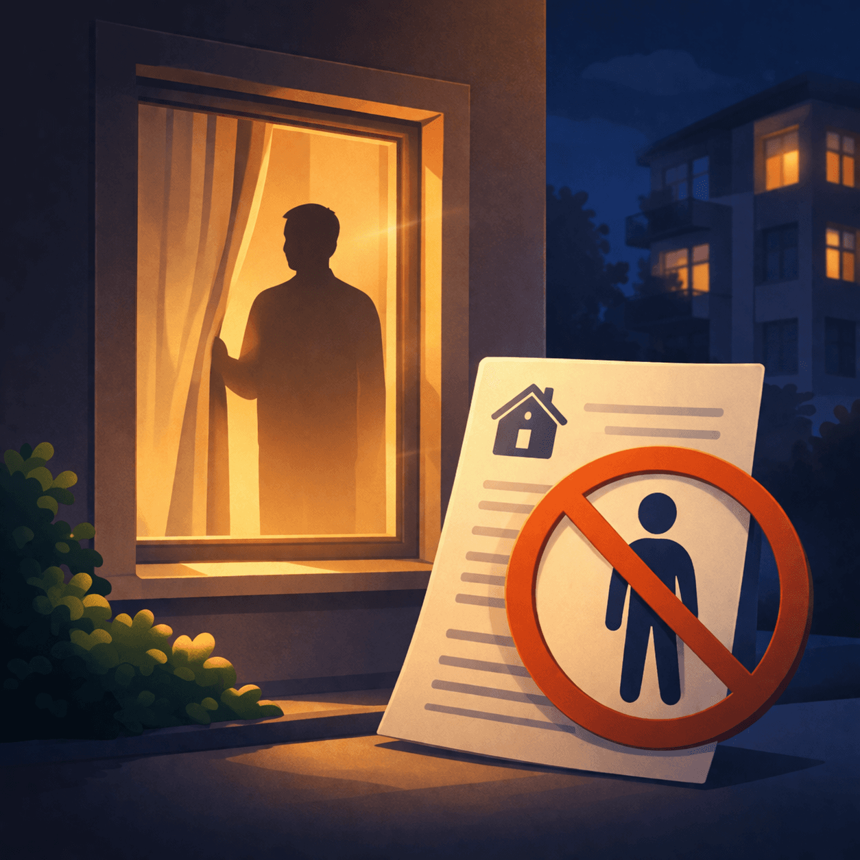 Illustration zum Mietrechtsfall „Wiederholte exhibitionistische Handlungen aus der Wohnung: Kündigung wirksam“