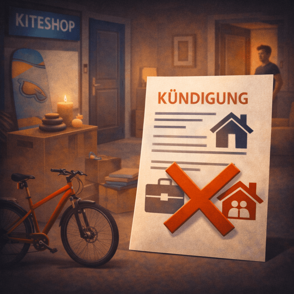 Illustration zum Mietrechtsfall „Wohnraummiete: Kündigung wegen beruflicher Nutzung und Untervermietung scheitert“