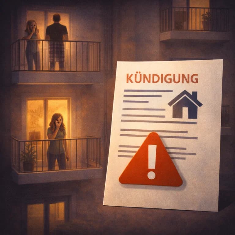 Illustration zum Mietrechtsfall „Fristlose Kündigung wegen Hausfriedensstörung auf dem Balkon“