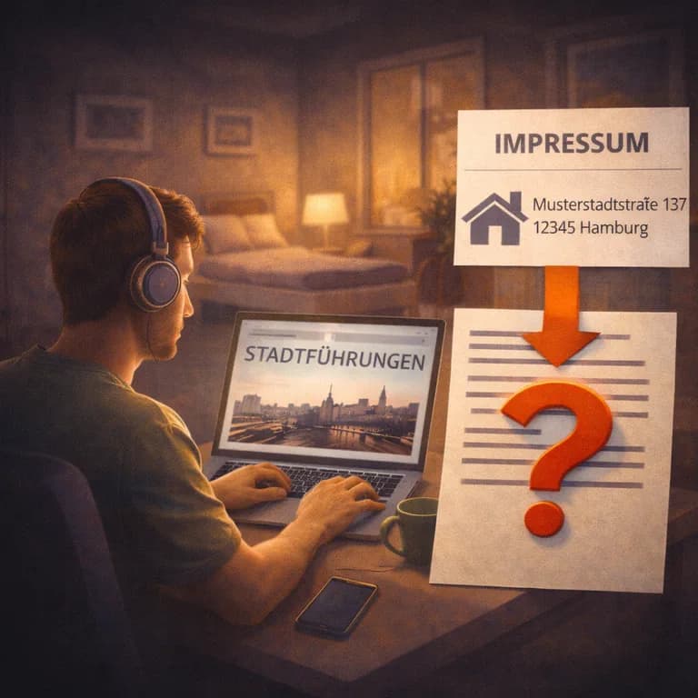Illustration zum Mietrechtsfall „Macht die Angabe der Wohnanschrift im Impressum eine Mietwohnung zur gewerblich genutzten Wohnung?“