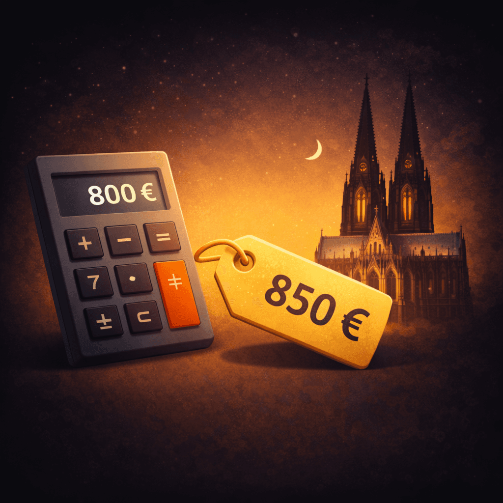 Illustration zum Mietrechtsfall „Kölner Mietspiegel: Mieterhöhung bleibt bei rund 800 Euro“