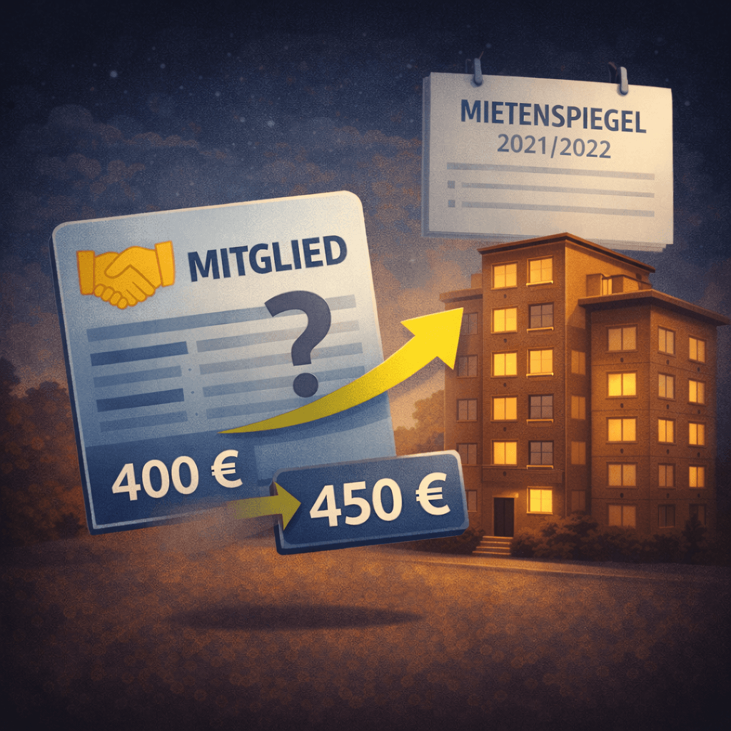 Illustration zum Mietrechtsfall „Mieterhöhung bei Genossenschaftswohnung nach Mietspiegel“