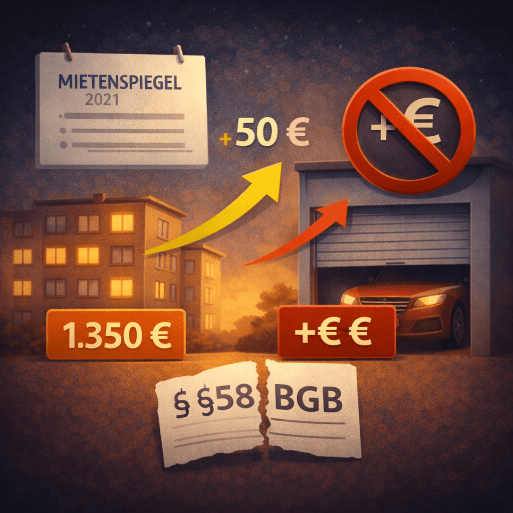 Illustration zum Mietrechtsfall „Keine Mieterhöhung für Garagenmiete“