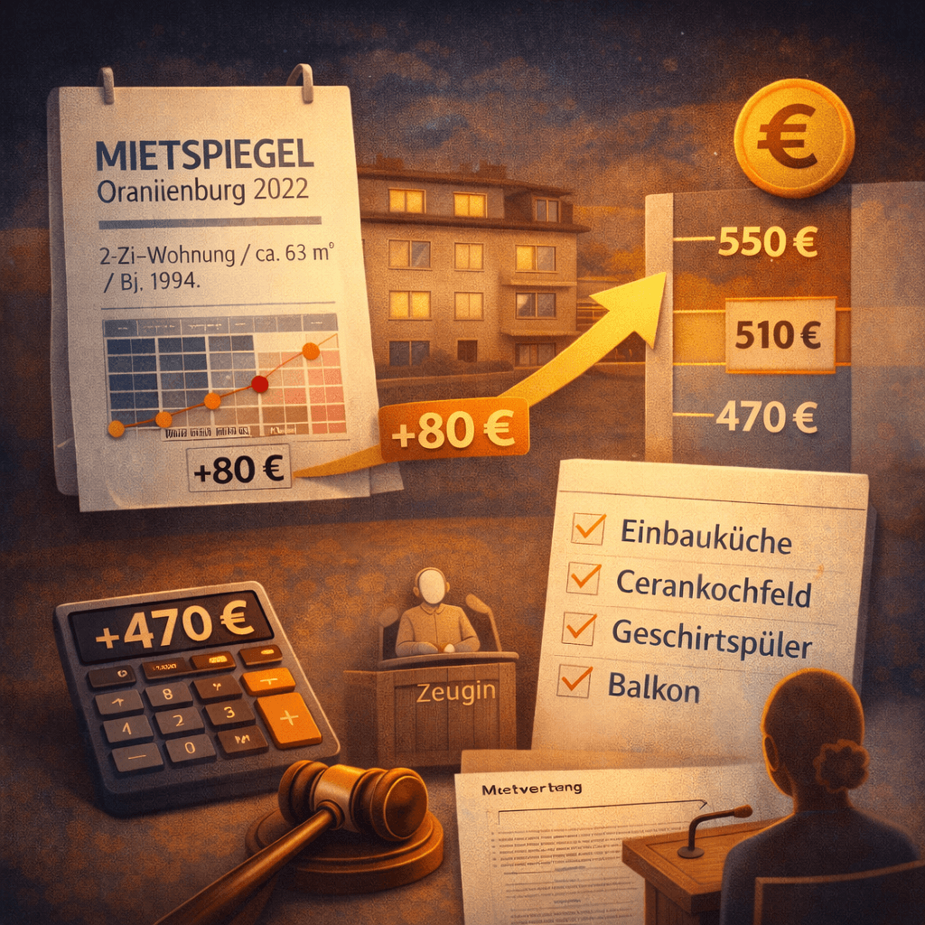 Illustration zum Mietrechtsfall „Mieterhöhung nach Mietspiegel für eine Wohnung in Oranienburg“