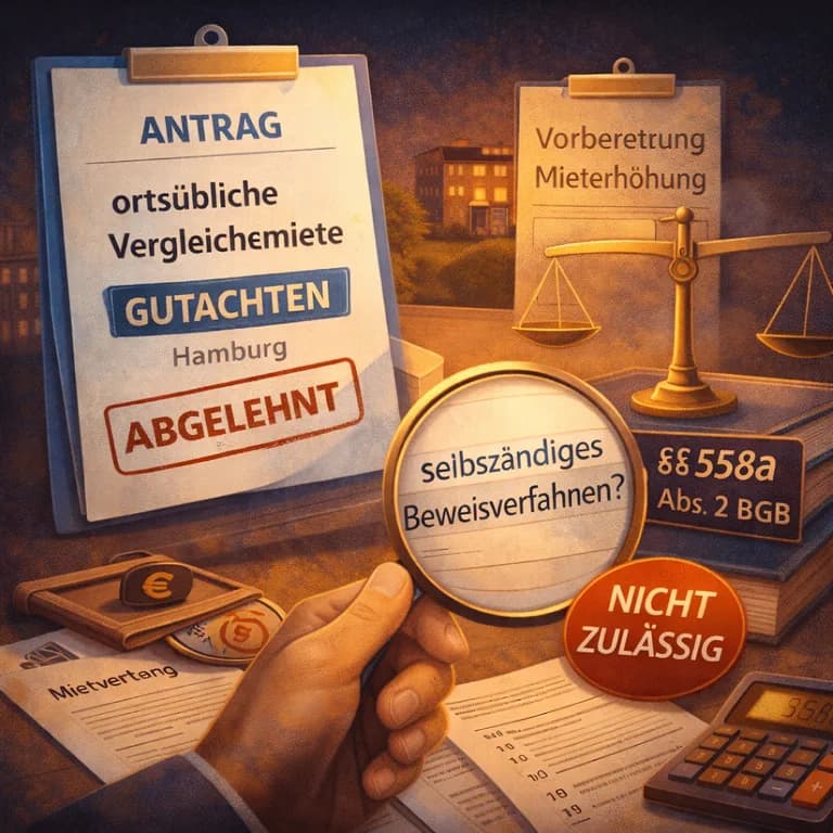 Illustration zum Mietrechtsfall „Vergleichsmiete vor Mieterhöhung: kein selbständiges Beweisverfahren“