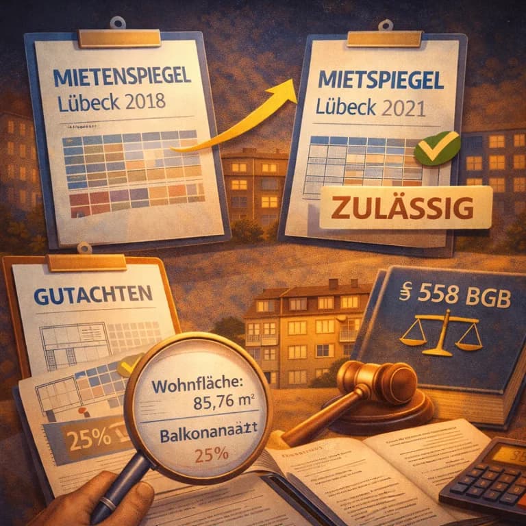 Illustration zum Mietrechtsfall „Neuer Mietspiegel gilt im Mieterhöhungsprozess“